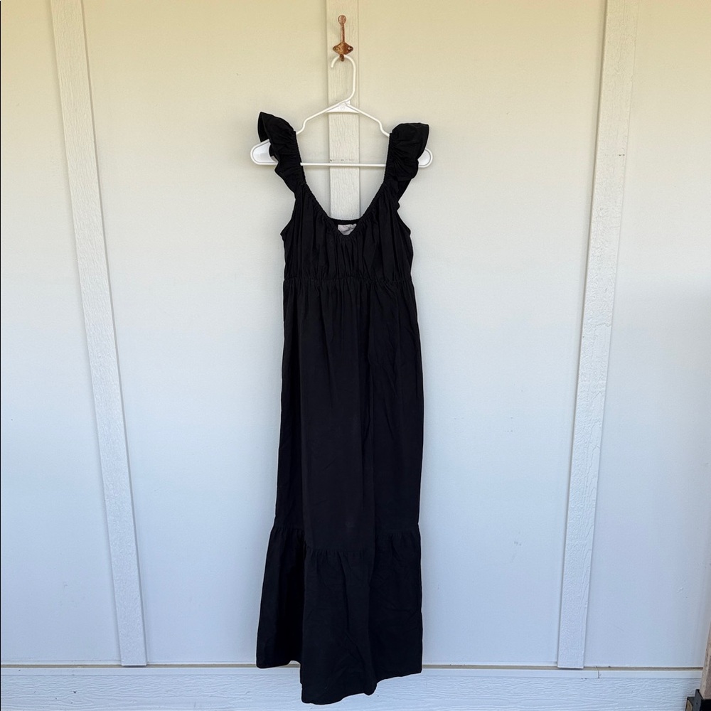 Universal thread black flutter sleeve maxi dress